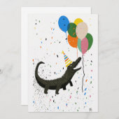 誕生日カード（ワニ付きフラットグリーティングカード） サンキューカード (正面/裏面)