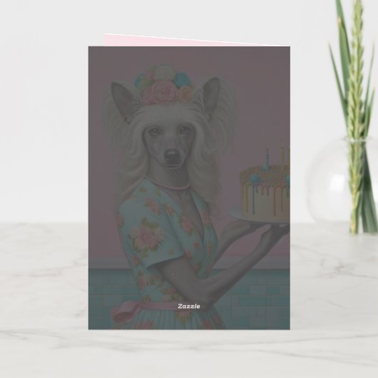 誕生日カード |中国のクリステッド犬の三番目の誕生日 カード (裏面)