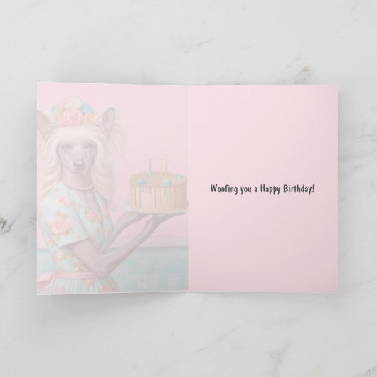 誕生日カード |中国のクリステッド犬の三番目の誕生日 カード (内部)