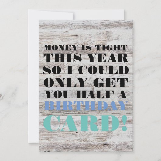誕生日カード – 今年はお金がタイト (正面)