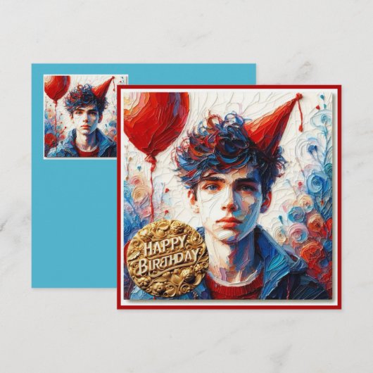 誕生日カード～十代の少年～ (正面/裏面)
