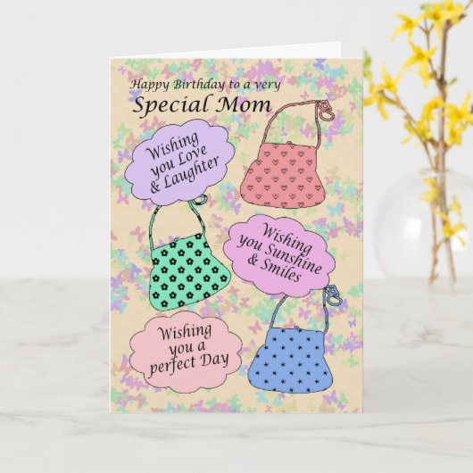 誕生日カード – 叔母用バッグ カード (黄色い花)