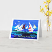 誕生日カード（孫） – 帆走 カード (黄色い花)