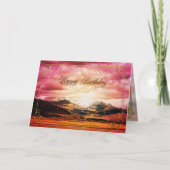誕生日カード、山の上の日没 カード (正面)