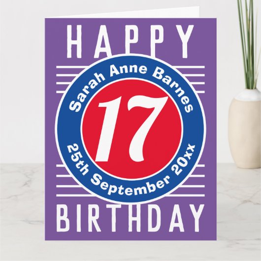 誕生日カード（年齢、名前、日付） カード (正面)