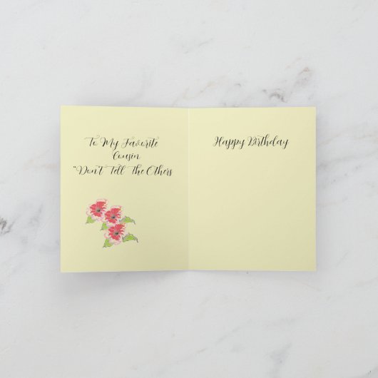 誕生日カード：従兄弟 カード (内部)