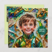 誕生日カード～恐竜ファン～少年～ (正面/裏面)