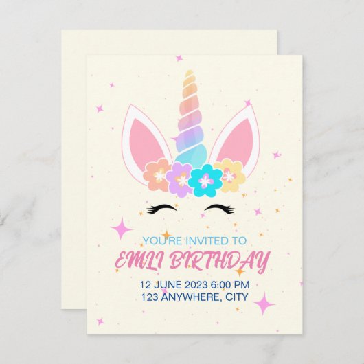 誕生日カード 招待状 (正面/裏面)