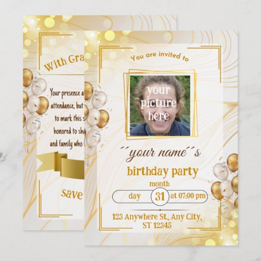 誕生日カード 招待状 (正面/裏面)