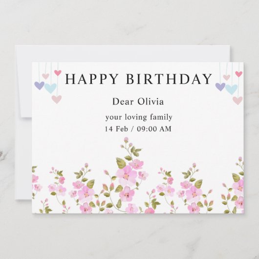 誕生日カード 招待状 (正面)