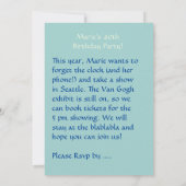 誕生日カード 招待状 (裏面)