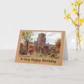 誕生日カード – 教会、フォークストン、ケント カード (黄色い花)