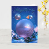 誕生日カード – 水中競技 – 内部宇宙 カード (黄色い花)