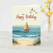 誕生日カード 海辺の風景 カード (黄色い花)