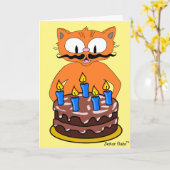 誕生日カード 漫画の猫 ヒゲ 面白い駄洒落 カード (黄色い花)