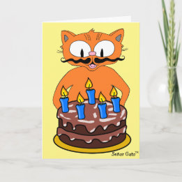 誕生日カード 漫画の猫 ヒゲ 面白い駄洒落 カード