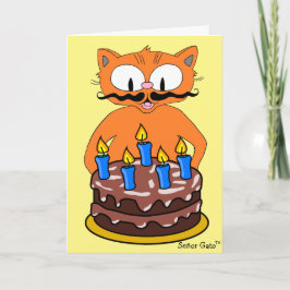誕生日カード　漫画の猫　ヒゲ　面白い駄洒落 カード
