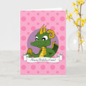 誕生日カード(漫画の竜) カード (黄色い花)