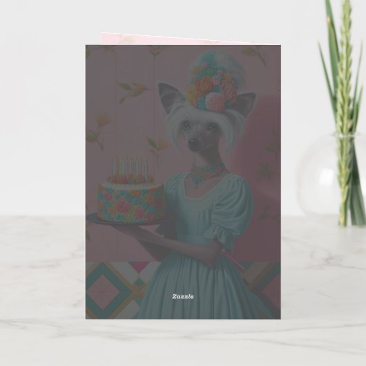 誕生日カード |犬中国のの紋付お誕生日ケーキ カード (裏面)