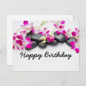 誕生日カード（石のマッサージと紫の蘭） ポストカード (正面/裏面)