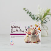 誕生日カード 箔招待状ポストカード (立ち正面)