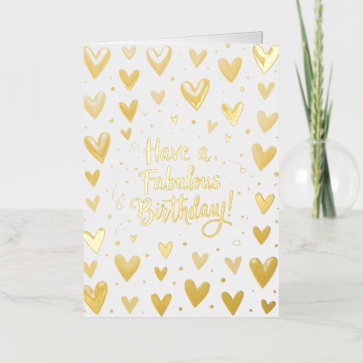 誕生日カード/素晴らしい誕生日 箔グリーティングカード (正面)