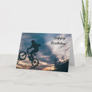誕生日カード:自転車でトリックをする男 カード