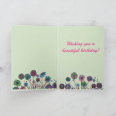 誕生日カード – 花とレディーバグ カード (内部)