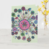 誕生日カード – 花とレディーバグ カード (黄色い花)