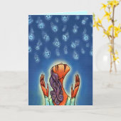 誕生日カード~花入り空~抽象芸術 カード (黄色い花)