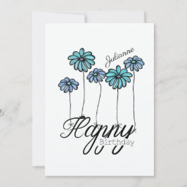 誕生日カード(薄青の花バルーンと名前入り) カード