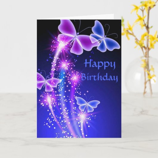 誕生日カード: 蝶キス カード (黄色い花)