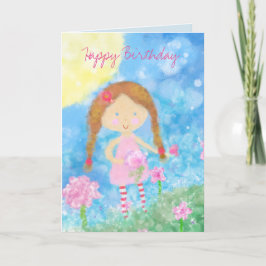 誕生日カード、誕生日ガール、カワイイガール カード