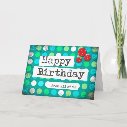誕生日カード 赤と青のビジネスデザイン カード (正面)