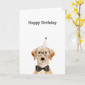 誕生日カード、黄色のラブラドールカード カード (黄色い花)