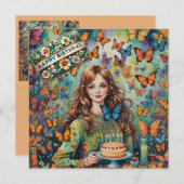 誕生日カード～10代の若者とお誕生日ケーキ～ (正面/裏面)