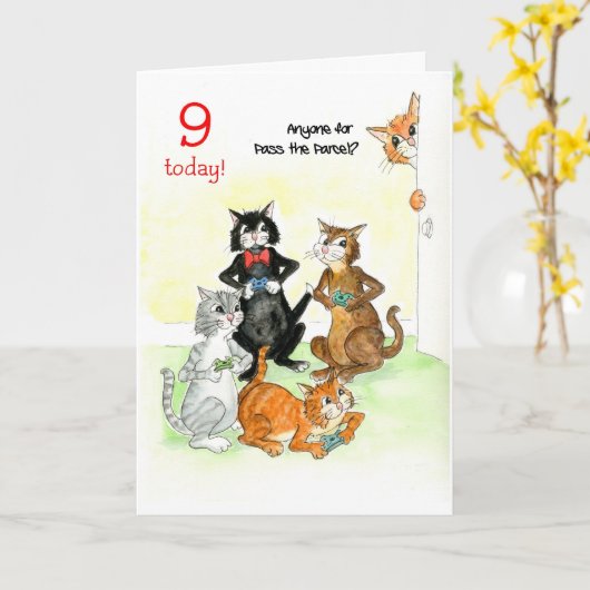 誕生日カード（9歳のビデオゲームプレーヤー用） カード (黄色い花)