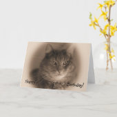 誕生日カード – Cat in Sepia カード (黄色い花)