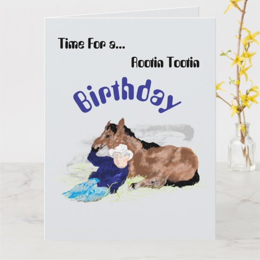 誕生日カード： Rootin Tootin カード (黄色い花)