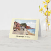 誕生日カード – Sidmouth、Devon カード (黄色い花)