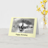 誕生日カード – Supermarine Spitfire カード (黄色い花)