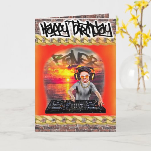 誕生日カードDJ カード (黄色い花)