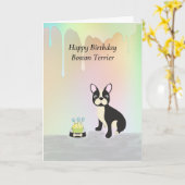 誕生日カードfor Boston Terrier Dog カード (黄色い花)