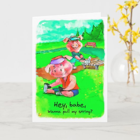 誕生日カードfor Runner - Hamstring Stretch カード (黄色い花)