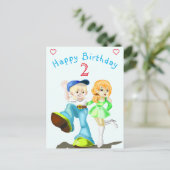 誕生日カードHappy Friends – カスタマイズ ポストカード (スタンド正面)