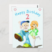 誕生日カードHappy Friends – カスタマイズ ポストカード (正面/裏面)