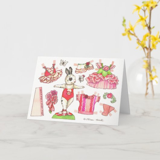 誕生日カーネーション紙人形カード カード (黄色い花)