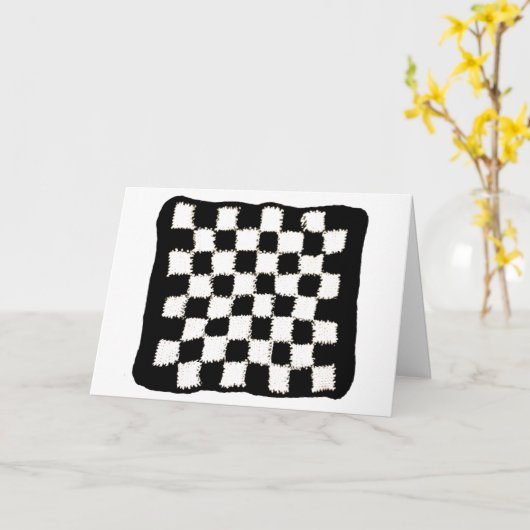 誕生日カー市松模様にド(Pun and Crochetスタイル) カード (黄色い花)