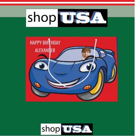 誕生日カー車のカおもしろいートゥーンクリエイティブFab ラージペーパーバッグ