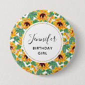 誕生日ガーかわいらしルヒマワリー 缶バッジ (正面)